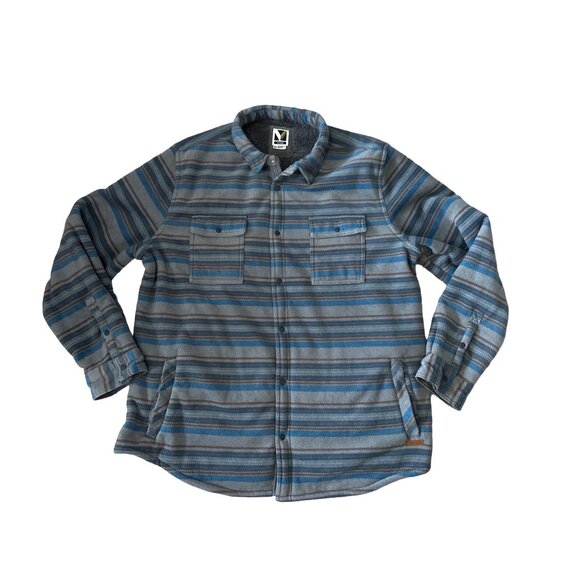 Voyager Other - Voyager Fleece Shacket Sherpa Polar Lined Stripes Shirt Blue Gray Brown Size 2XL